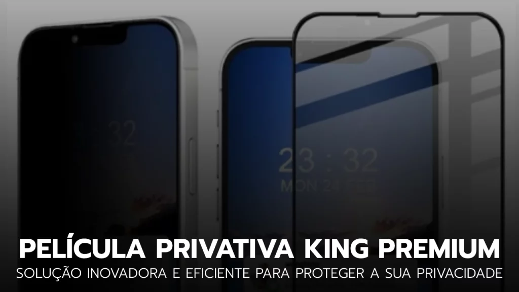 Smartphone com película privativa, mostrando visão obscurecida lateralmente