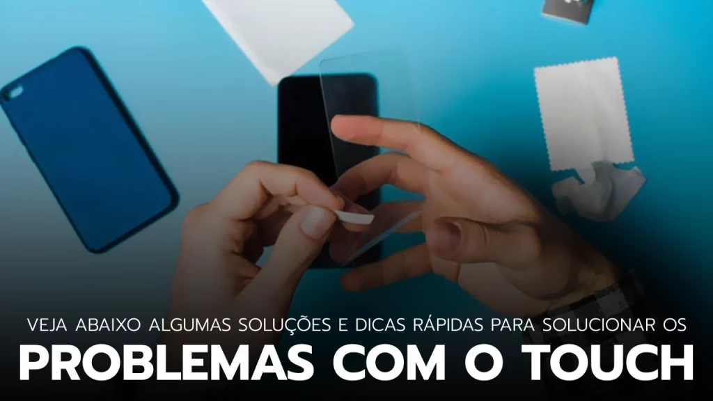 Pessoa ajustando a película na tela do celular.