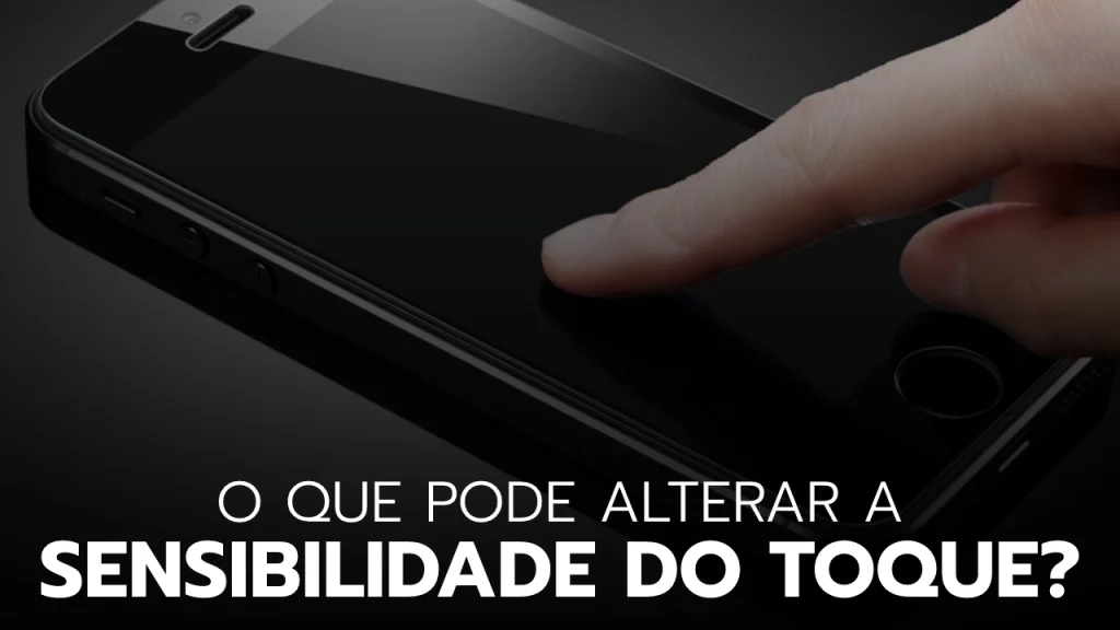 Dedo pressionando a tela de um celular 
