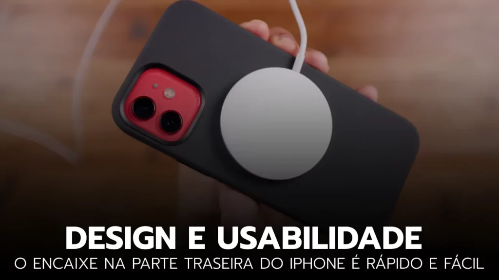 Close-up do design do carregador MagSafe.