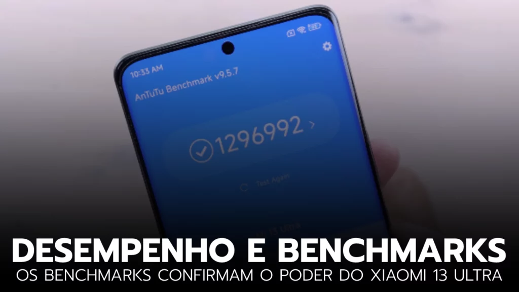  Uma imagem mostrando o Xiaomi 13 Ultra sendo submetido a testes de benchmark para demonstrar seu desempenho superior.