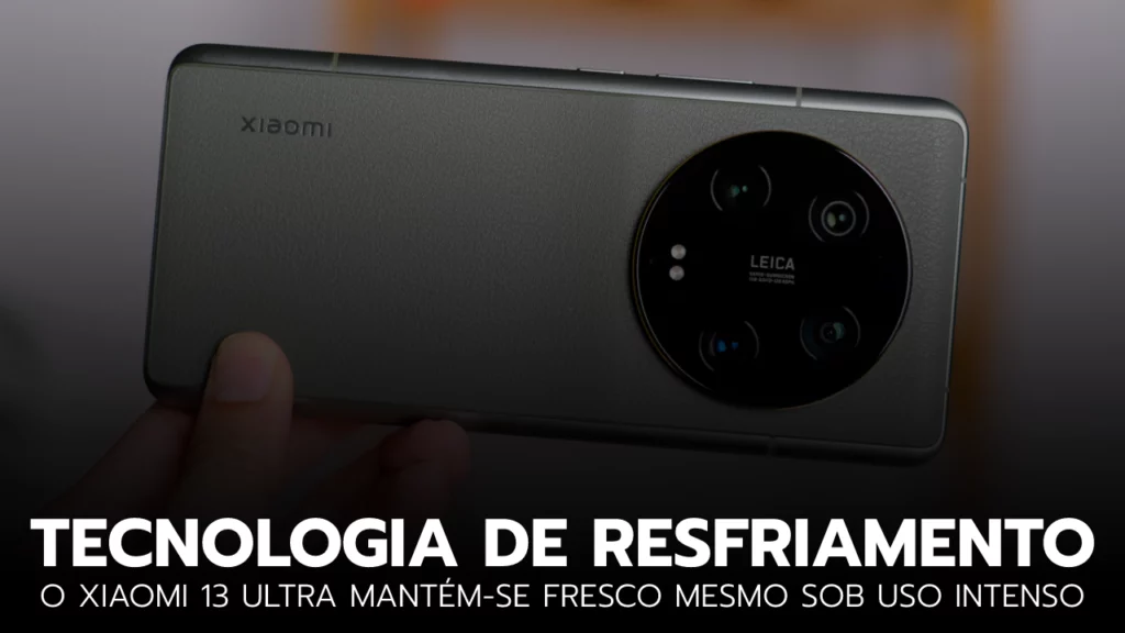 Uma imagem que ilustra a tecnologia de resfriamento avançada do Xiaomi 13 Ultra, como câmaras de vapor ou dissipadores de calor.