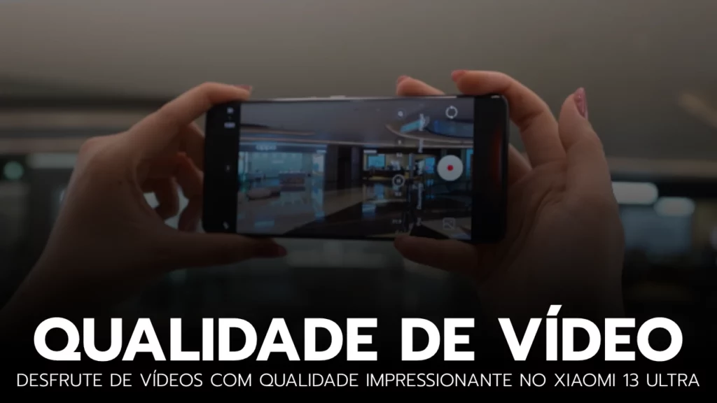 Uma imagem que destaca a tela do Xiaomi 13 Ultra exibindo uma cena de vídeo de alta qualidade.